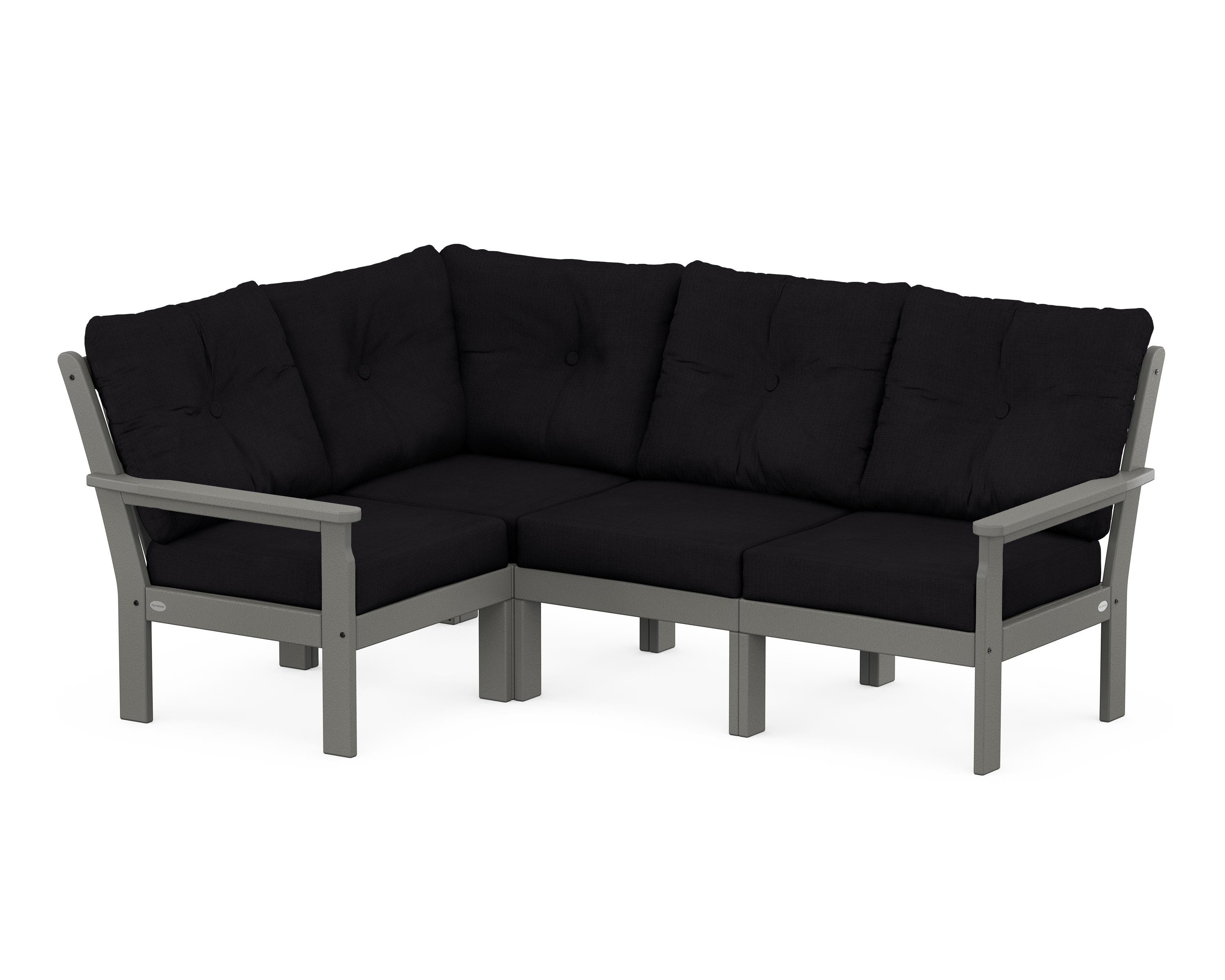 POLYWOOD® Vineyard 4-Piece Sectional in Slate Grey / Midnight Linen