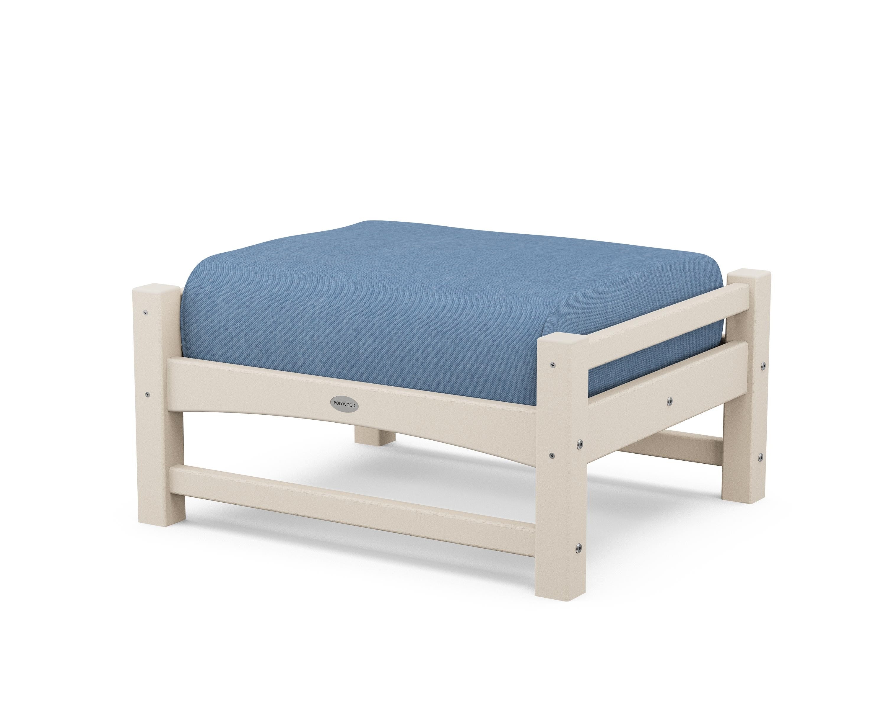 POLYWOOD® Club Ottoman in Sand / Sky Blue