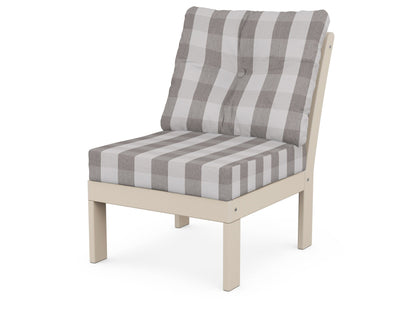 POLYWOOD® Vineyard Modular Armless Chair in Sand / Buffalo Plaid Grey Mist