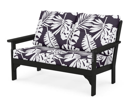 POLYWOOD® Vineyard Deep Seating Loveseat in Black / Leaf Navy