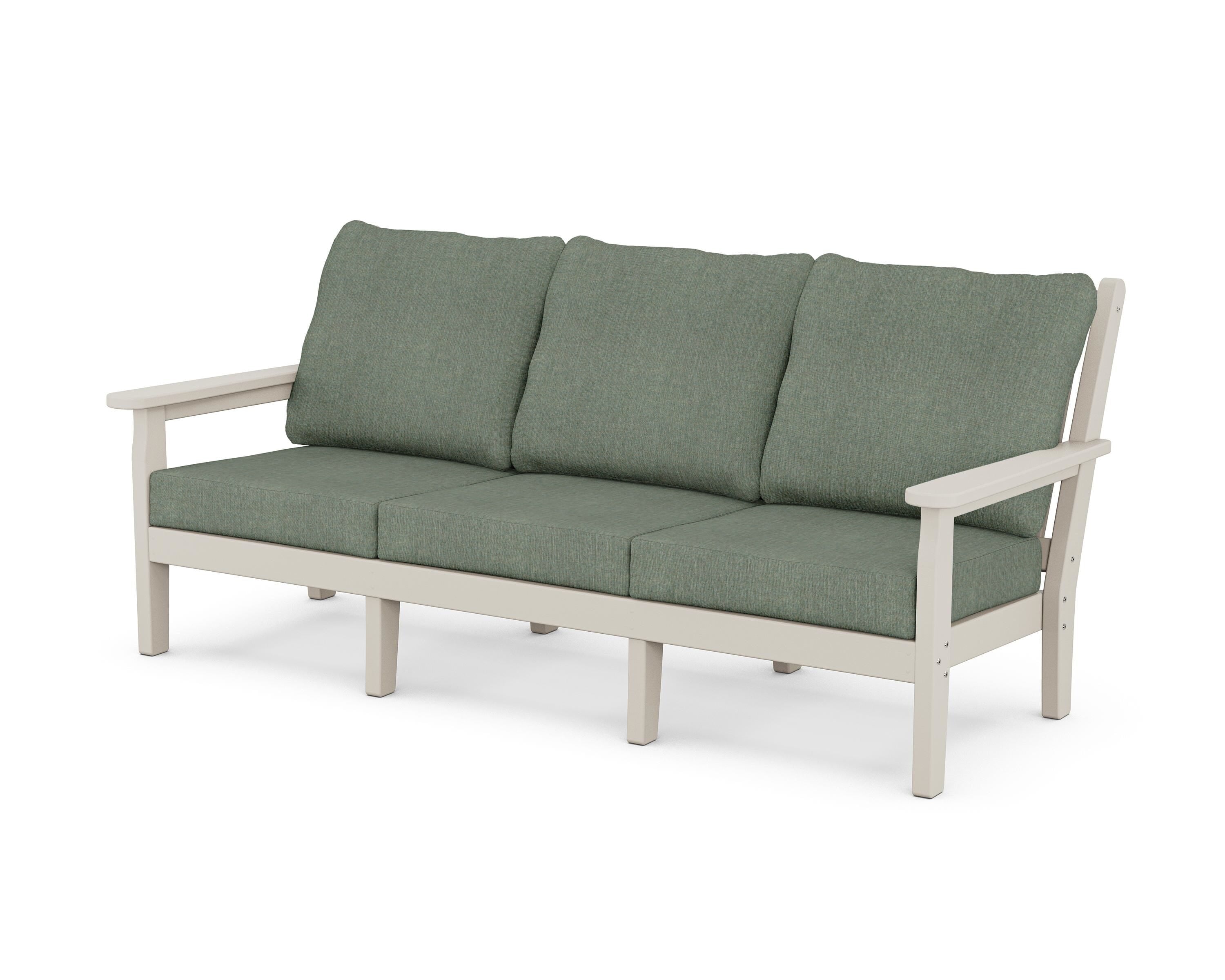 POLYWOOD® Chippendale Deep Seating Sofa in Sand / Cast Sage