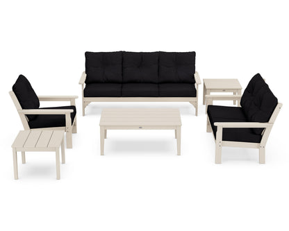 POLYWOOD® Vineyard 6-Piece Deep Seating Set in Sand / Midnight Linen