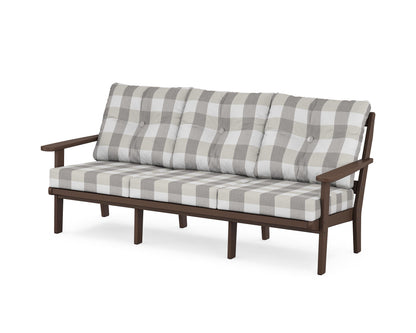 POLYWOOD® Mission Deep Seating Sofa in Mahogany / Buffalo Plaid Grey Mist