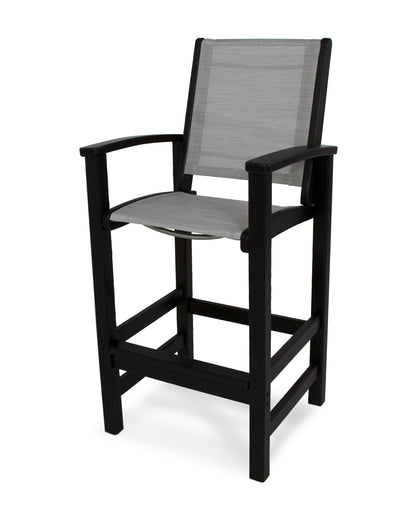 POLYWOOD® Coastal Bar Chair in Black / Metallic Sling