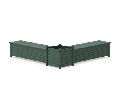 POLYWOOD® 60" Nautical L- Shaped Planter Storage Bench Set- Large in Green
