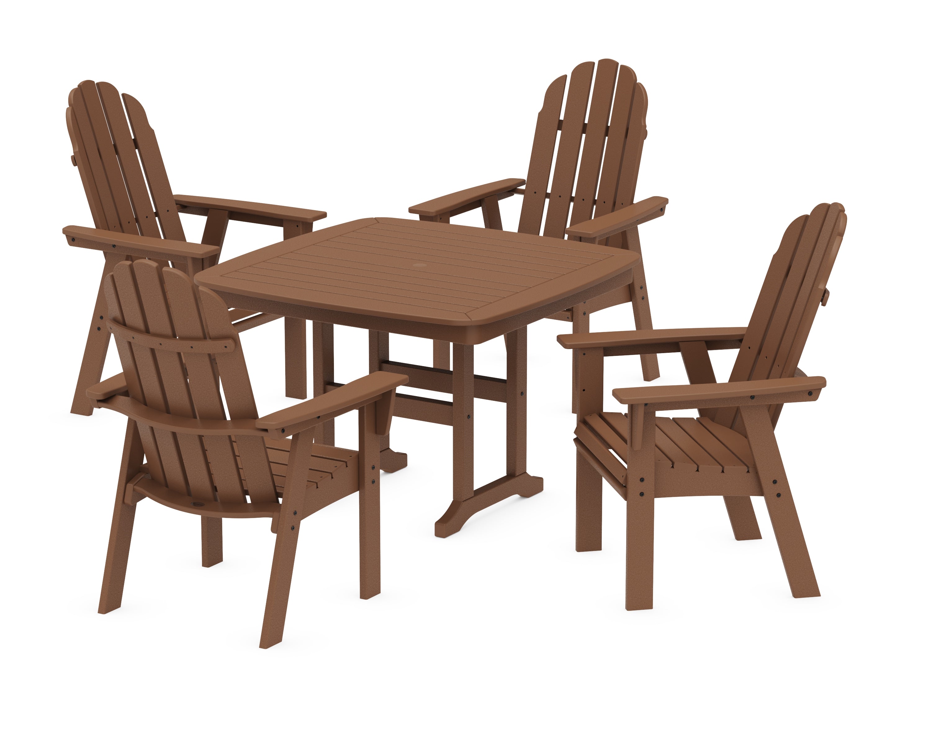 POLYWOOD® Vineyard Curveback Adirondack 5-Piece Dining Set in Teak