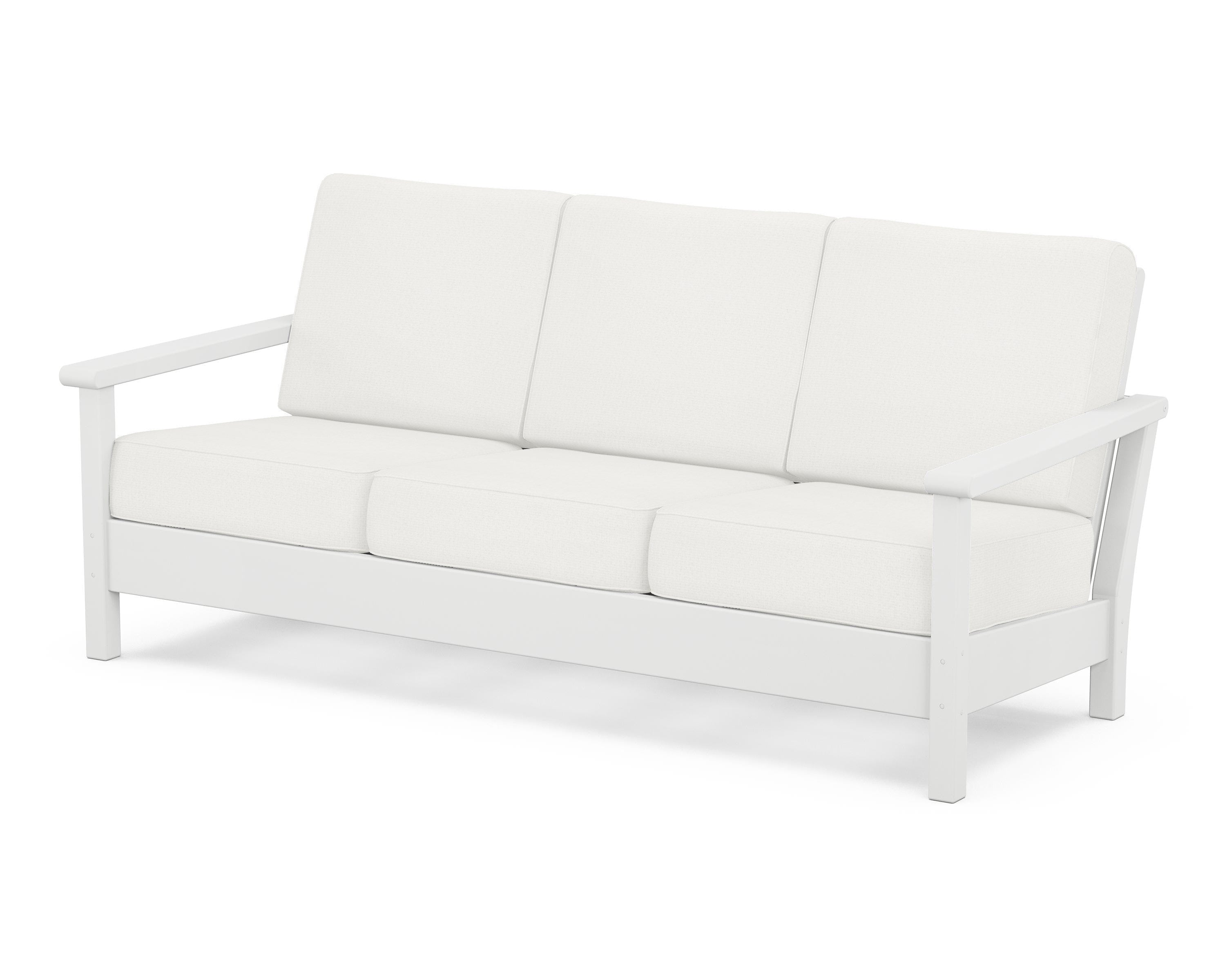 POLYWOOD® Harbour Deep Seating Sofa in White / Natural Linen