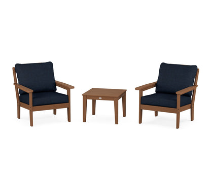 Country Living Cottage 3-Piece Deep Seating Set in Teak / Marine Indigo