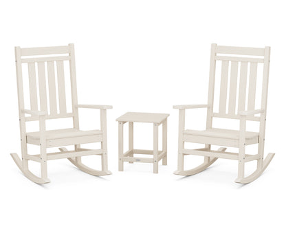 POLYWOOD® Estate 3-Piece Rocking Chair Set with Long Island 18" Side Table in Sand