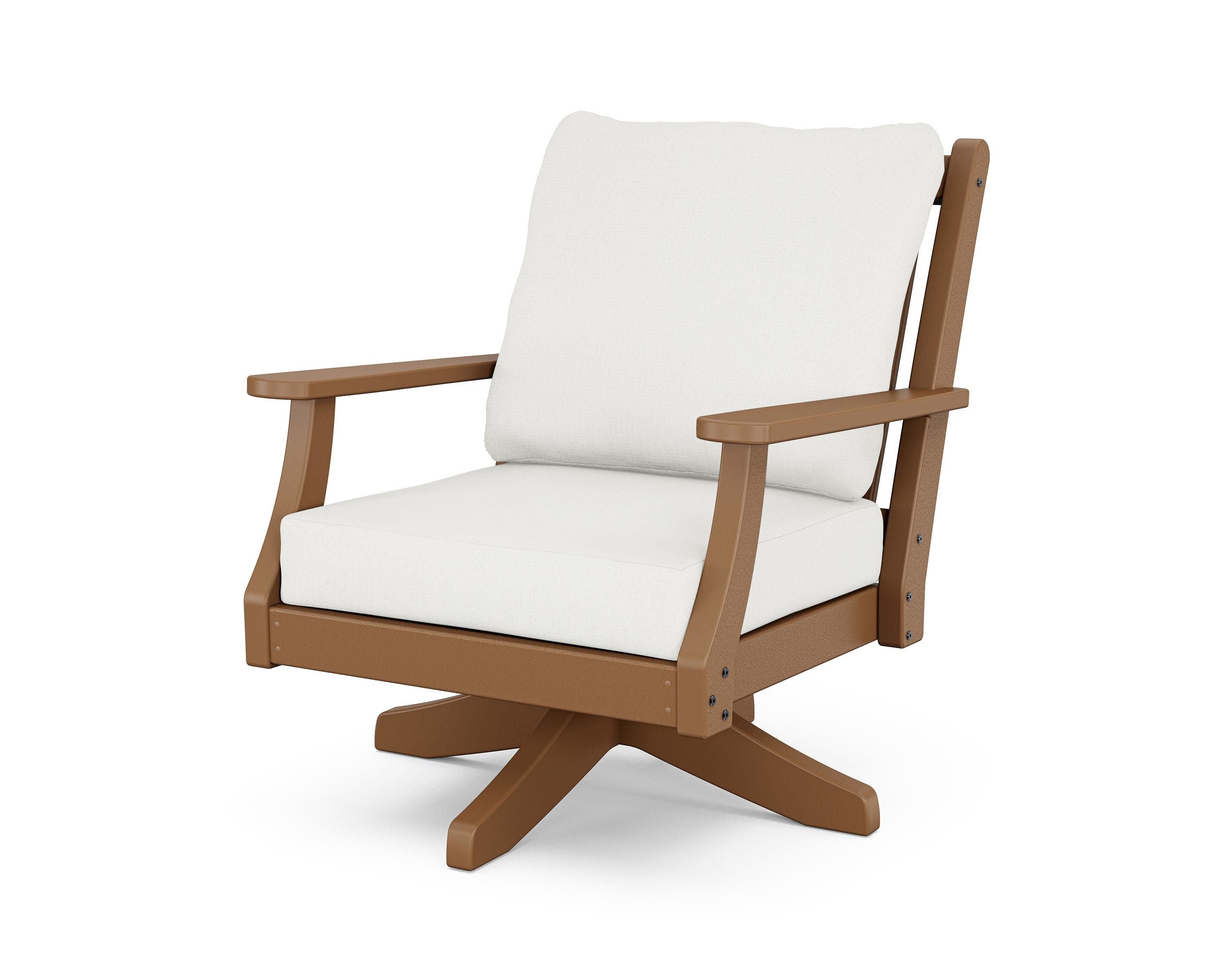 Country Living Wovendale Deep Seating Swivel Chair in Teak / Natural Linen