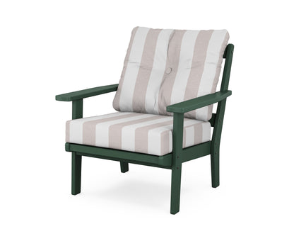 POLYWOOD® Oxford Deep Seating Chair in Green / Cabana Stripe Dune Burlap