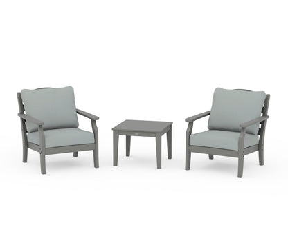 Draper James™ by  POLYWOOD® Savannah 3-Piece Deep Seating Set in Slate Grey / Spa