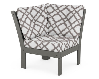 POLYWOOD® Vineyard Modular Corner Chair in Slate Grey / Trellis Grey Mist