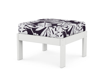 POLYWOOD® Vineyard Modular Ottoman in White / Leaf Navy