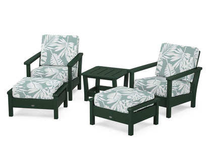POLYWOOD® Harbour 5-Piece Deep Seating Chair Set in Green / Leaf Glacier Spa