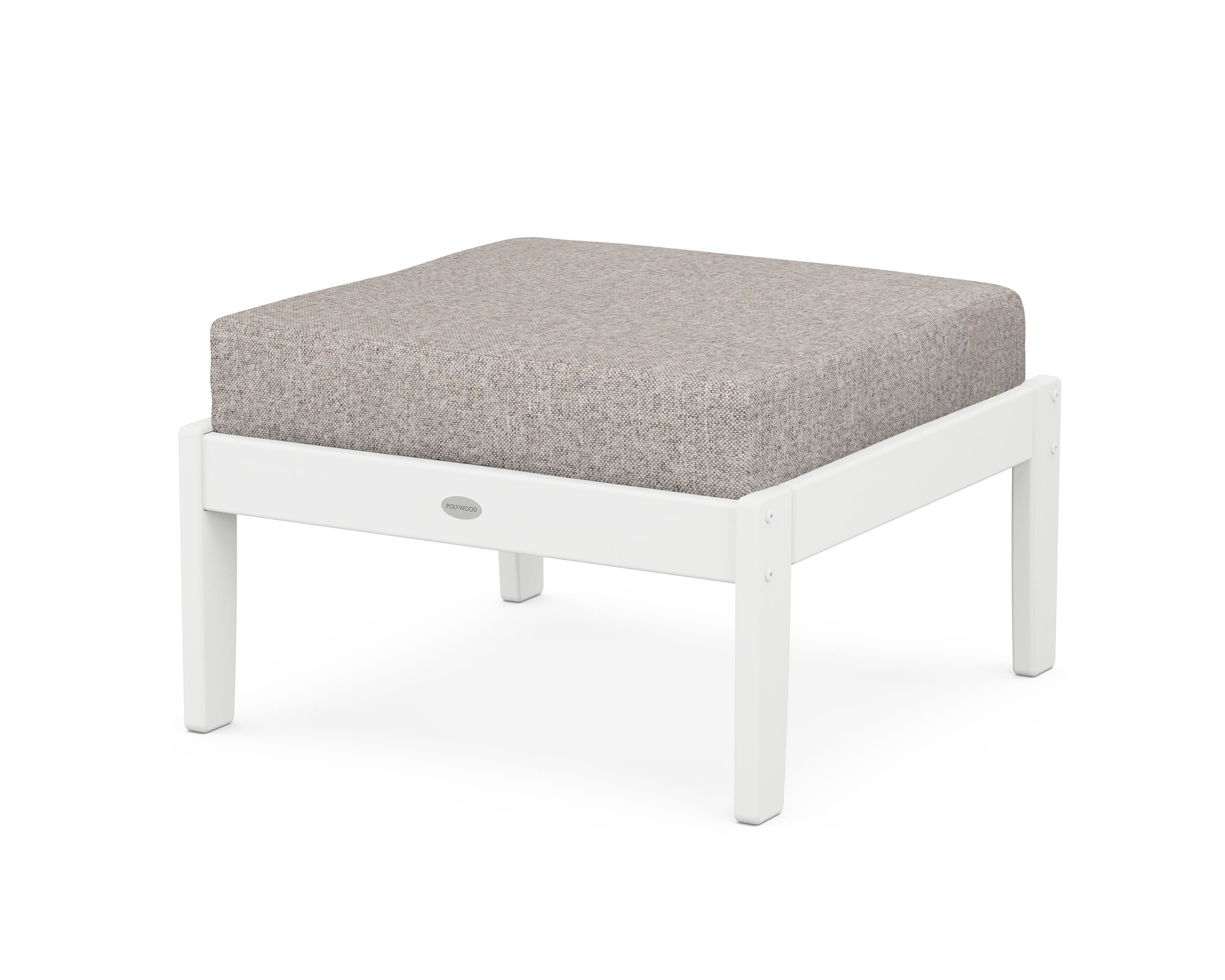 POLYWOOD® Braxton Deep Seating Ottoman in White / Weathered Tweed