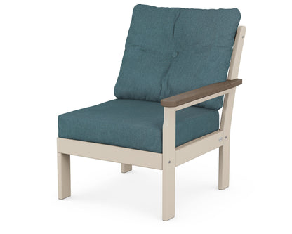 POLYWOOD® Vineyard Modular Right Arm Chair in Sand / Kona / Ocean Teal