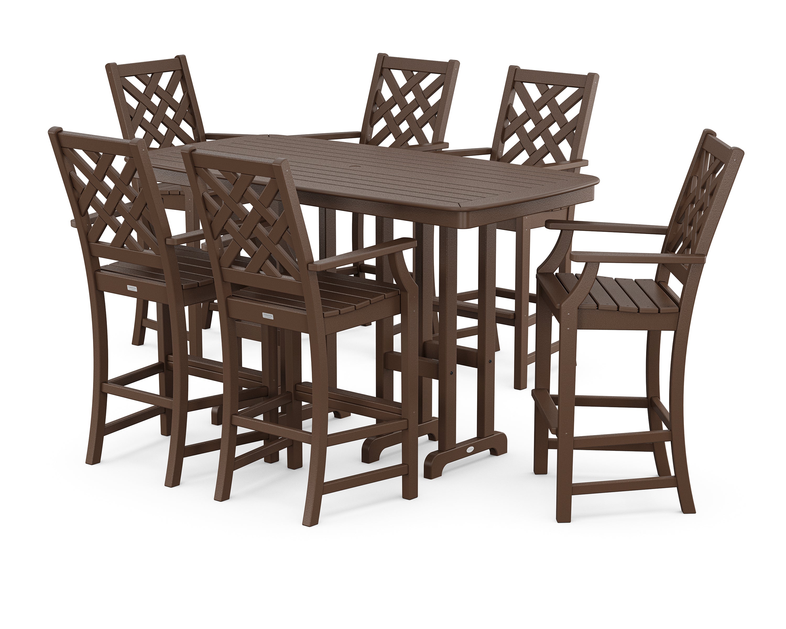 Country Living Wovendale Arm Chair 7-Piece Bar Set in Mahogany