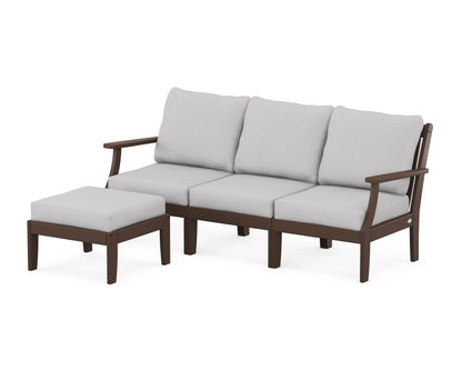 POLYWOOD® Braxton Modular 4-Piece Deep Seating Set with Ottoman in Mahogany / Granite