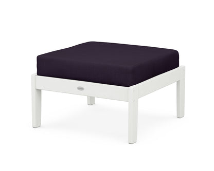 POLYWOOD® Braxton Deep Seating Ottoman in Vintage White / Navy Linen