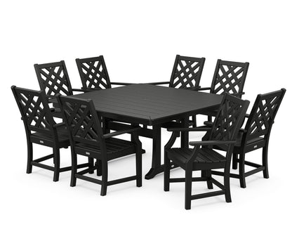 Country Living Wovendale 9-Piece Square Dining Set with Trestle Legs in Black
