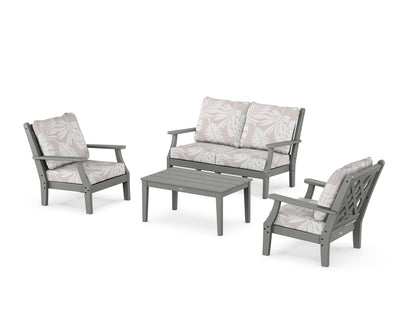 Country Living Wovendale 4-Piece Deep Seating Set with Loveseat in Slate Grey / Leaf Dune Burlap