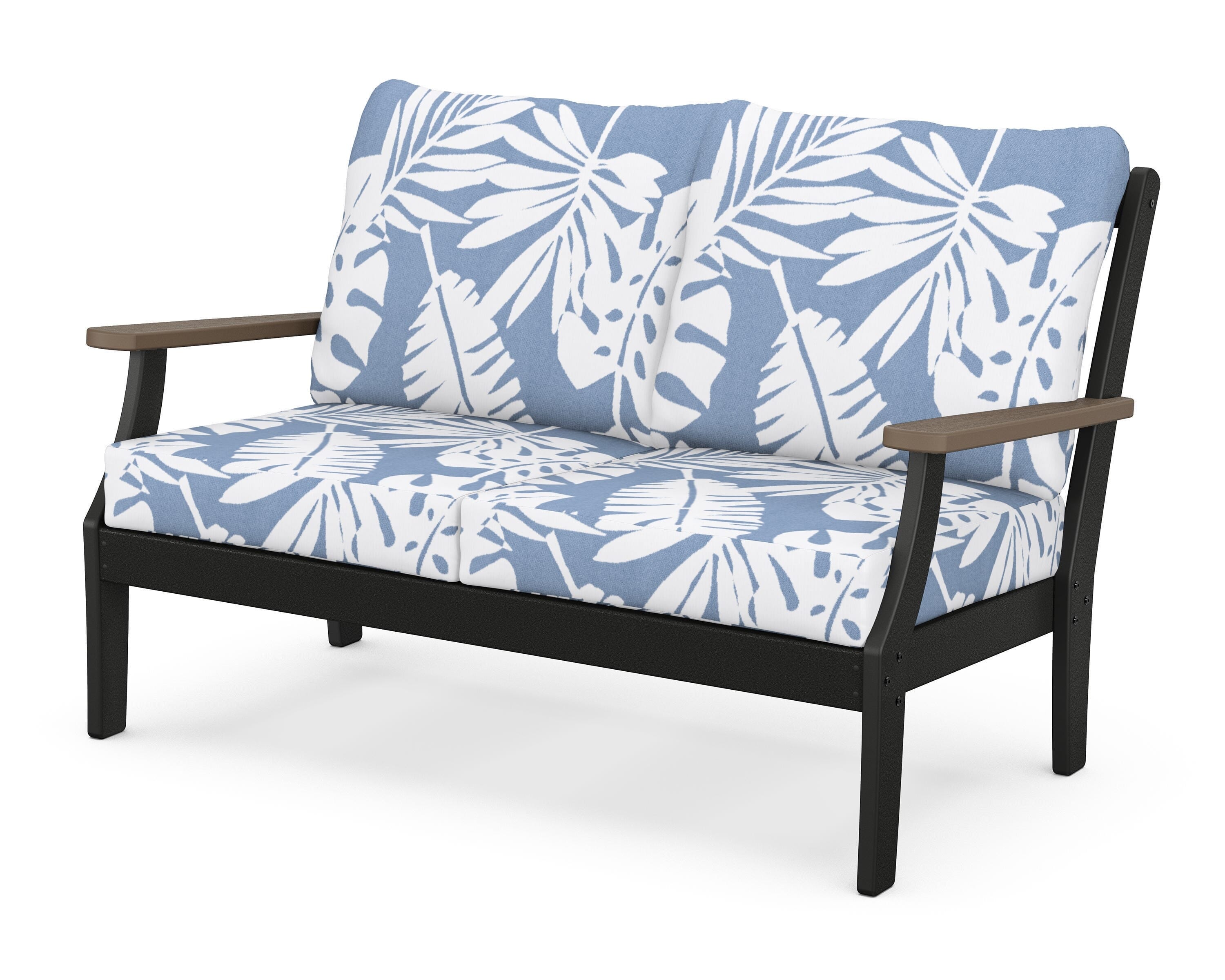 POLYWOOD® Braxton Deep Seating Loveseat in Black / Kona / Leaf Sky Blue