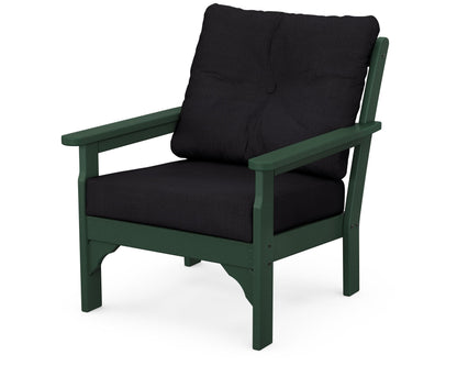 POLYWOOD® Vineyard Deep Seating Chair in Green / Midnight Linen