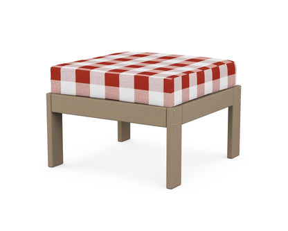 POLYWOOD® Vineyard Modular Ottoman in Vintage Sahara / Buffalo Plaid Crimson