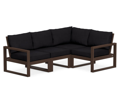 POLYWOOD® EDGE 4-Piece Modular Deep Seating Set in Mahogany / Midnight Linen
