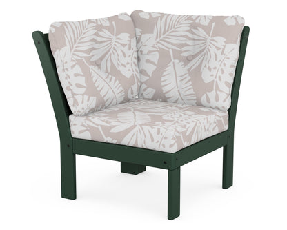 POLYWOOD® Vineyard Modular Corner Chair in Green / Leaf Dune Burlap