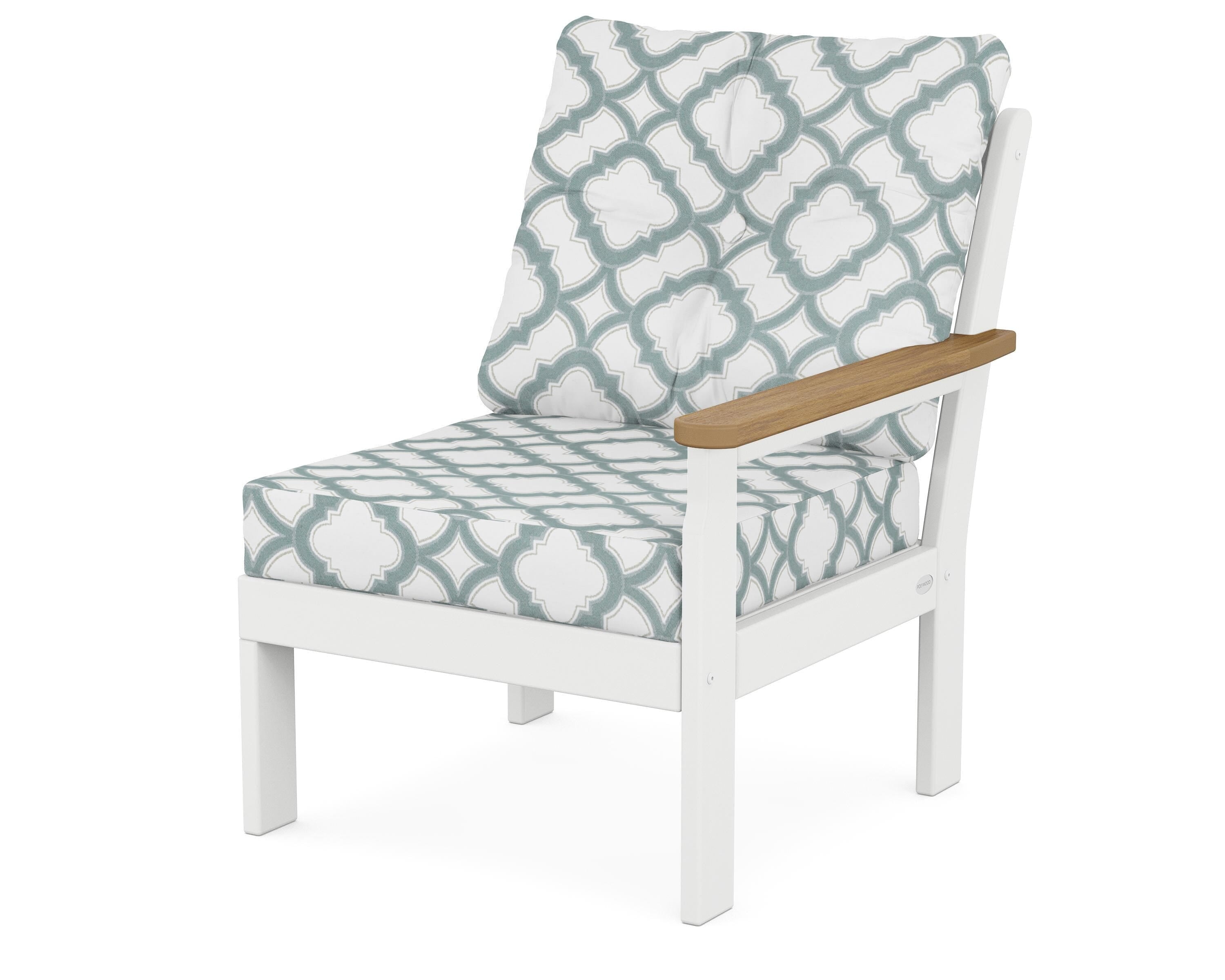 POLYWOOD® Vineyard Modular Right Arm Chair in White / Natural / Trellis Glacier Spa