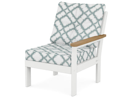 POLYWOOD® Vineyard Modular Right Arm Chair in White / Natural / Trellis Glacier Spa