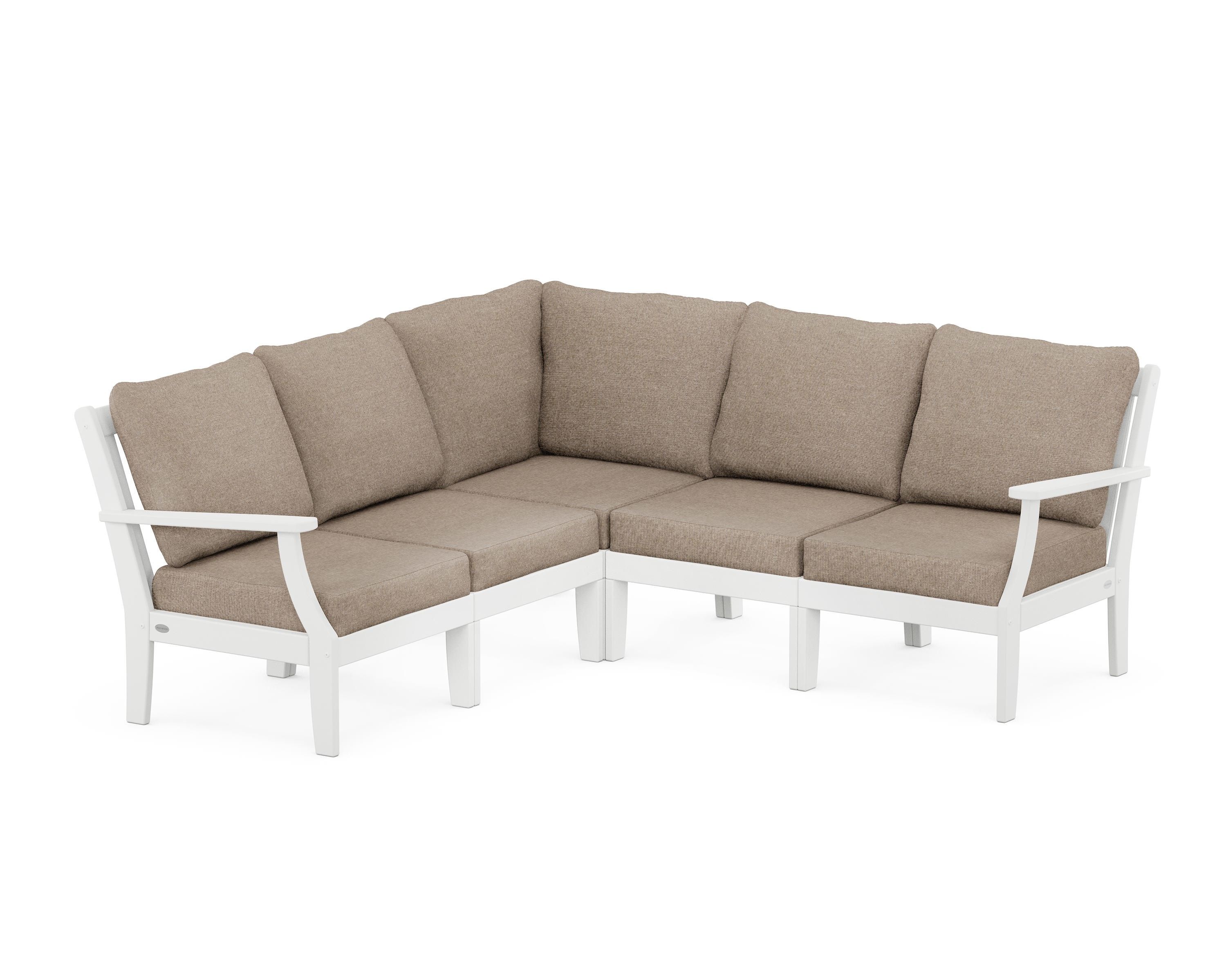 POLYWOOD® Braxton Modular 5-Piece Deep Seating Set in White / Spiced Burlap