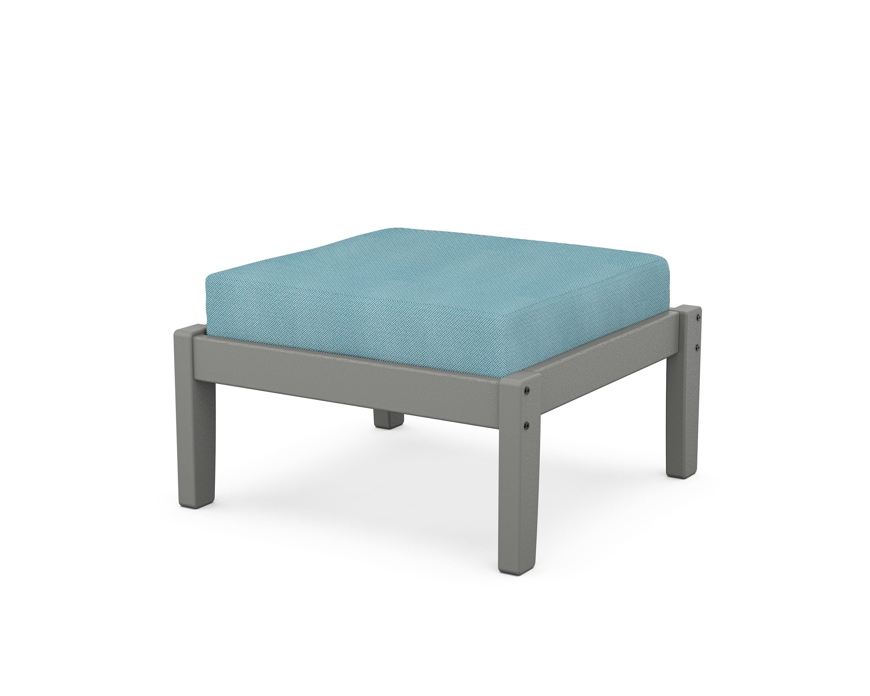 Unbranded Deep Seating Ottoman in Slate Grey / Lattice Sky Blue