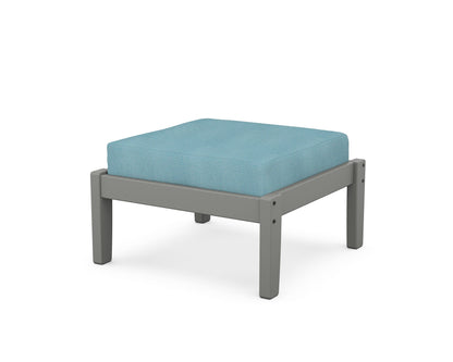 Unbranded Deep Seating Ottoman in Slate Grey / Lattice Sky Blue