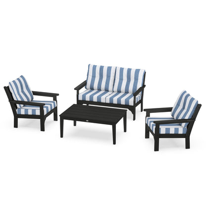 Vineyard 4 Piece Deep Seating Set - Black
