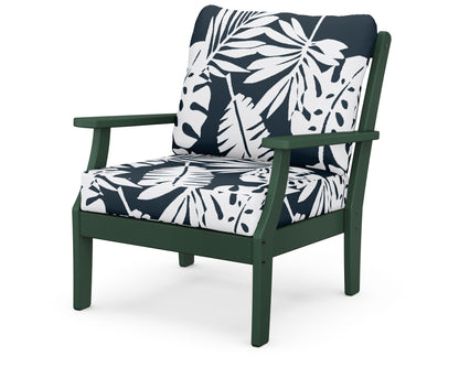POLYWOOD® Braxton Deep Seating Chair in Green / Leaf Marine Indigo
