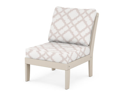 POLYWOOD® Braxton Modular Armless Chair in Sand / Trellis Dune Burlap