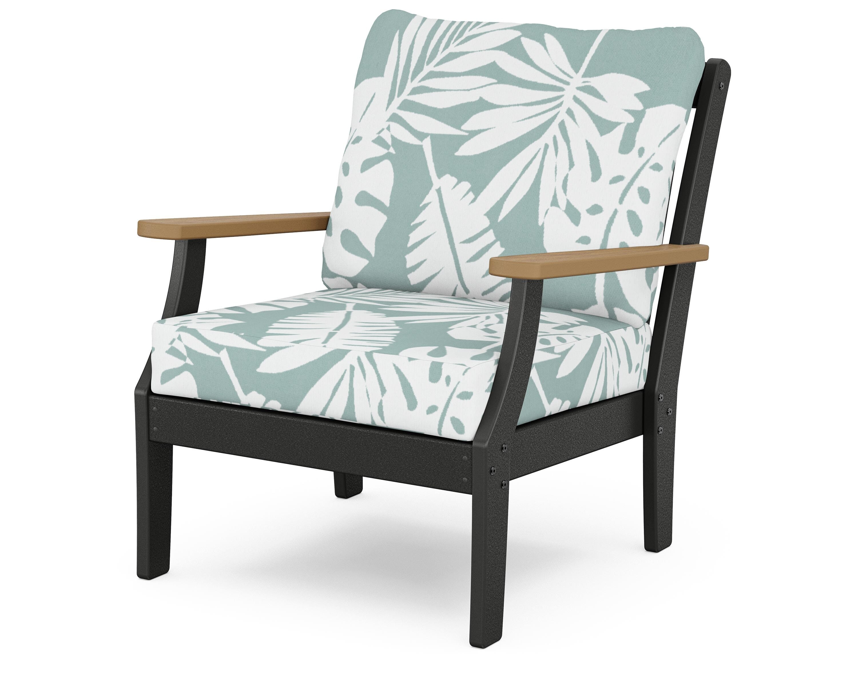 POLYWOOD® Braxton Deep Seating Chair in Black / Natural / Leaf Glacier Spa