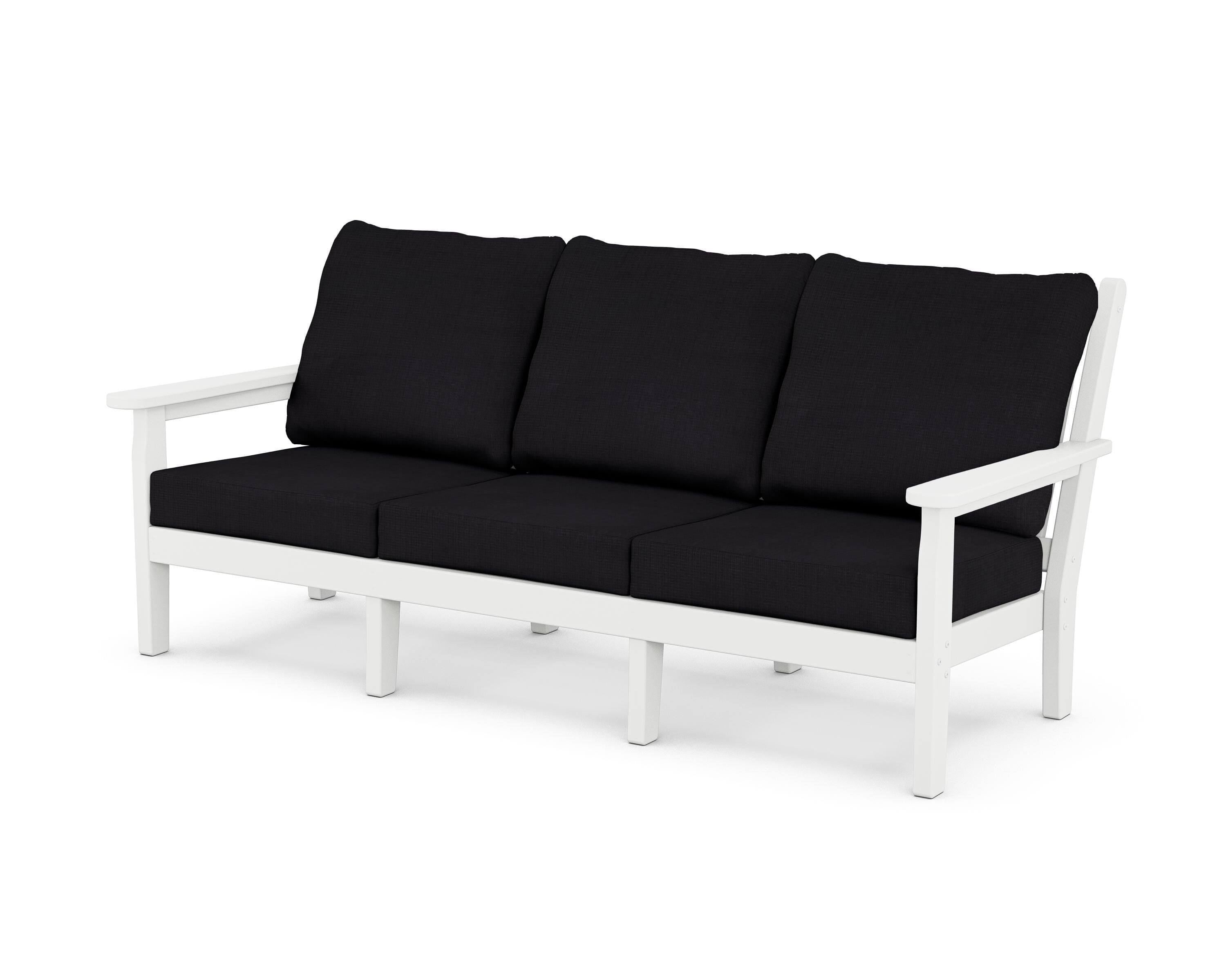 POLYWOOD® Chippendale Deep Seating Sofa in White / Midnight Linen
