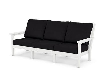 POLYWOOD® Chippendale Deep Seating Sofa in White / Midnight Linen