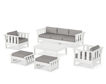 Martha Stewart by POLYWOOD® Acadia 6-Piece Lounge Sofa Set in White / Grey Mist