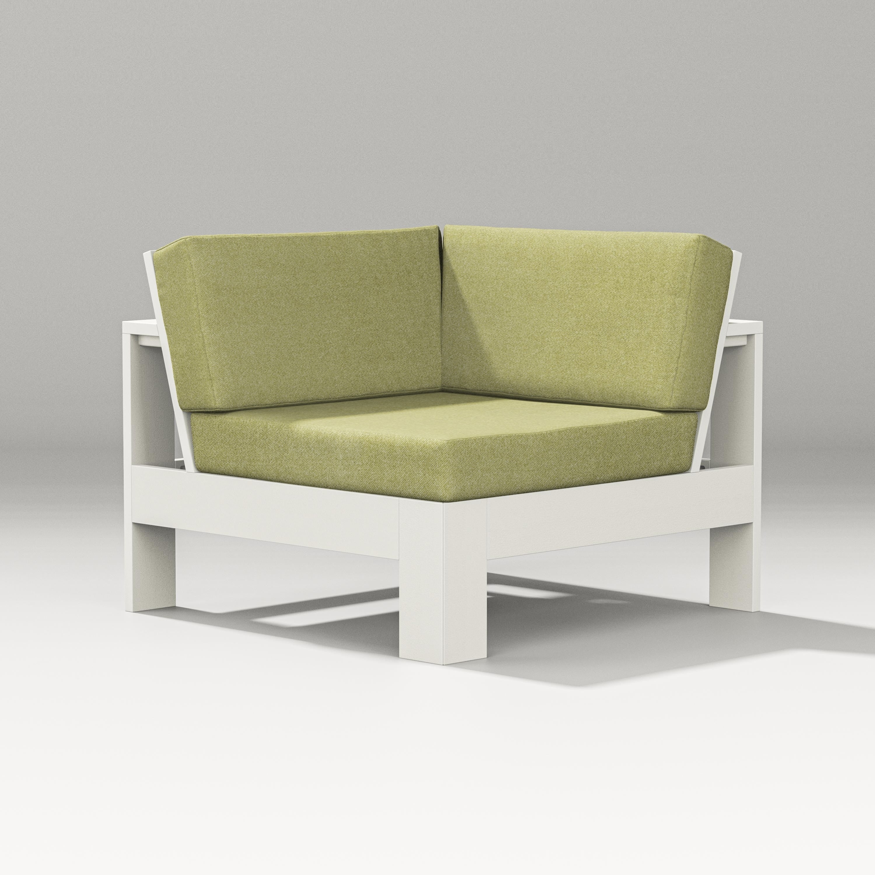 PW Designer Series Latitude Modular Corner Chair in Vintage White / Chartreuse Boucle