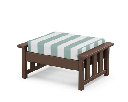 Martha Stewart by POLYWOOD® Acadia Deep Seating Ottoman in Mahogany / Cabana Stripe Glacier Spa