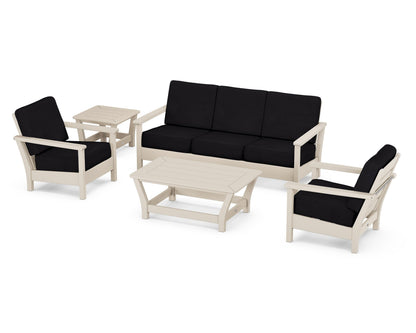 POLYWOOD® Harbour 5-Piece Deep Seating Set in Sand / Midnight Linen