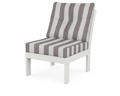 POLYWOOD® Vineyard Modular Armless Chair in Vintage White / Cabana Stripe Grey Mist