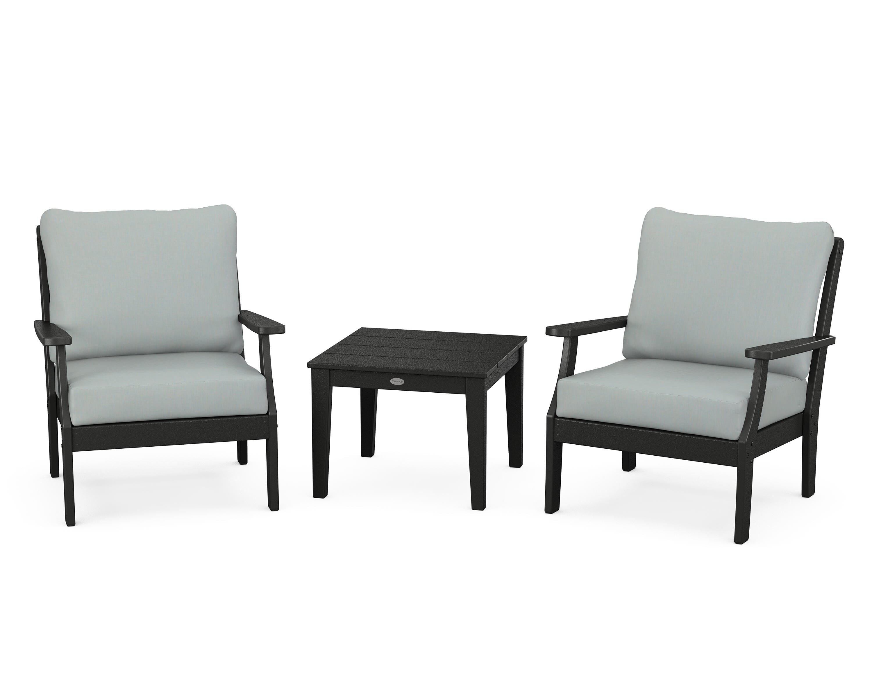 POLYWOOD® Braxton 3-Piece Deep Seating Set in Black / Spa