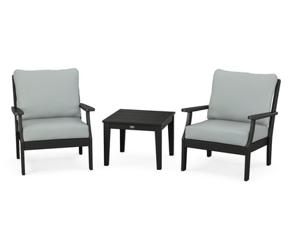 POLYWOOD® Braxton 3-Piece Deep Seating Set in Black / Spa