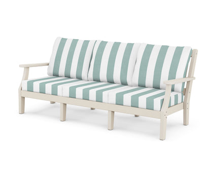 Martha Stewart by POLYWOOD® Chinoiserie Deep Seating Sofa in Sand / Cabana Stripe Glacier Spa
